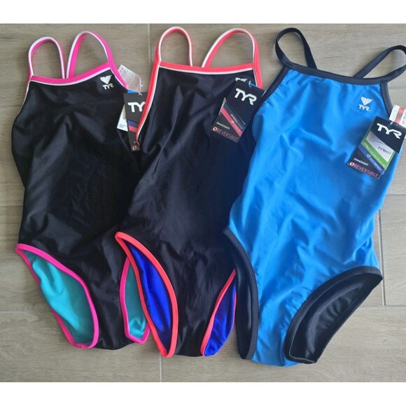 TYR Swimsuit Women's Hydra Span Reversible Diamondfit Bundle Of 3 Size 30 New - Picture 1 of 10